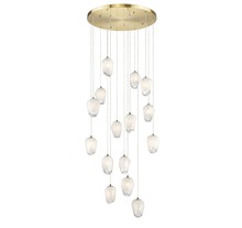 Bethel International Canada YS99C24G - 15-Light Gold Chandelier With White Glass Pendants